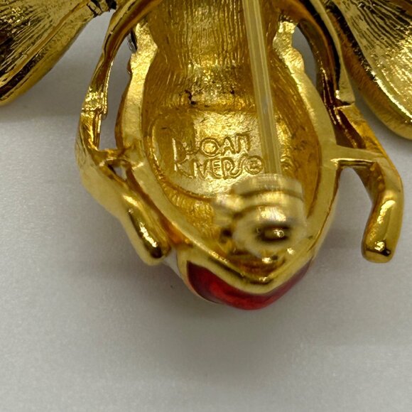 Joan Rivers Patriotic Bee Brooch Stats and Stripes Red White Blue Enamel America - Picture 6 of 12